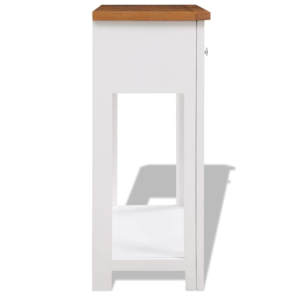 Solid Oak Wood Console Table with 2 Drawers and Shelf Z601392
