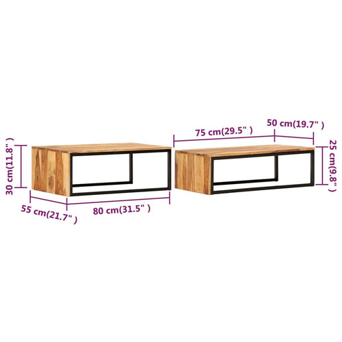 2 pcs Solid Sheesham Wood Nesting Tables E175