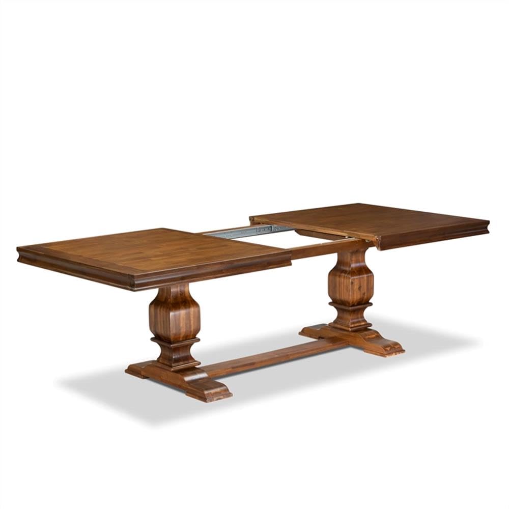 9-Piece Acacia Wood Dining Table Set with Faux Leather Chairs P613
