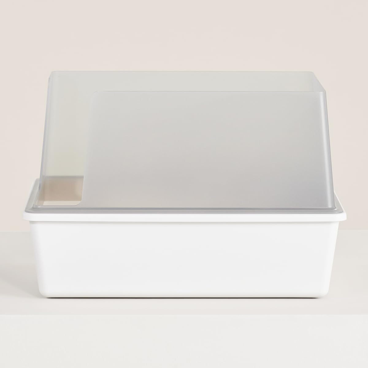 High Sided Cat Litter Box Open Top Anti-Stick Plastic White/Gray F244899