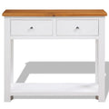 Solid Oak Wood Console Table with 2 Drawers and Shelf Z601392