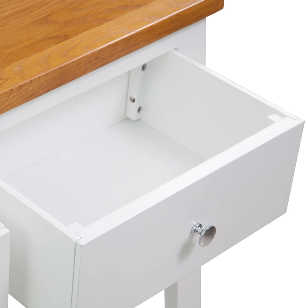 Solid Oak Wood Console Table with 2 Drawers and Shelf Z601392