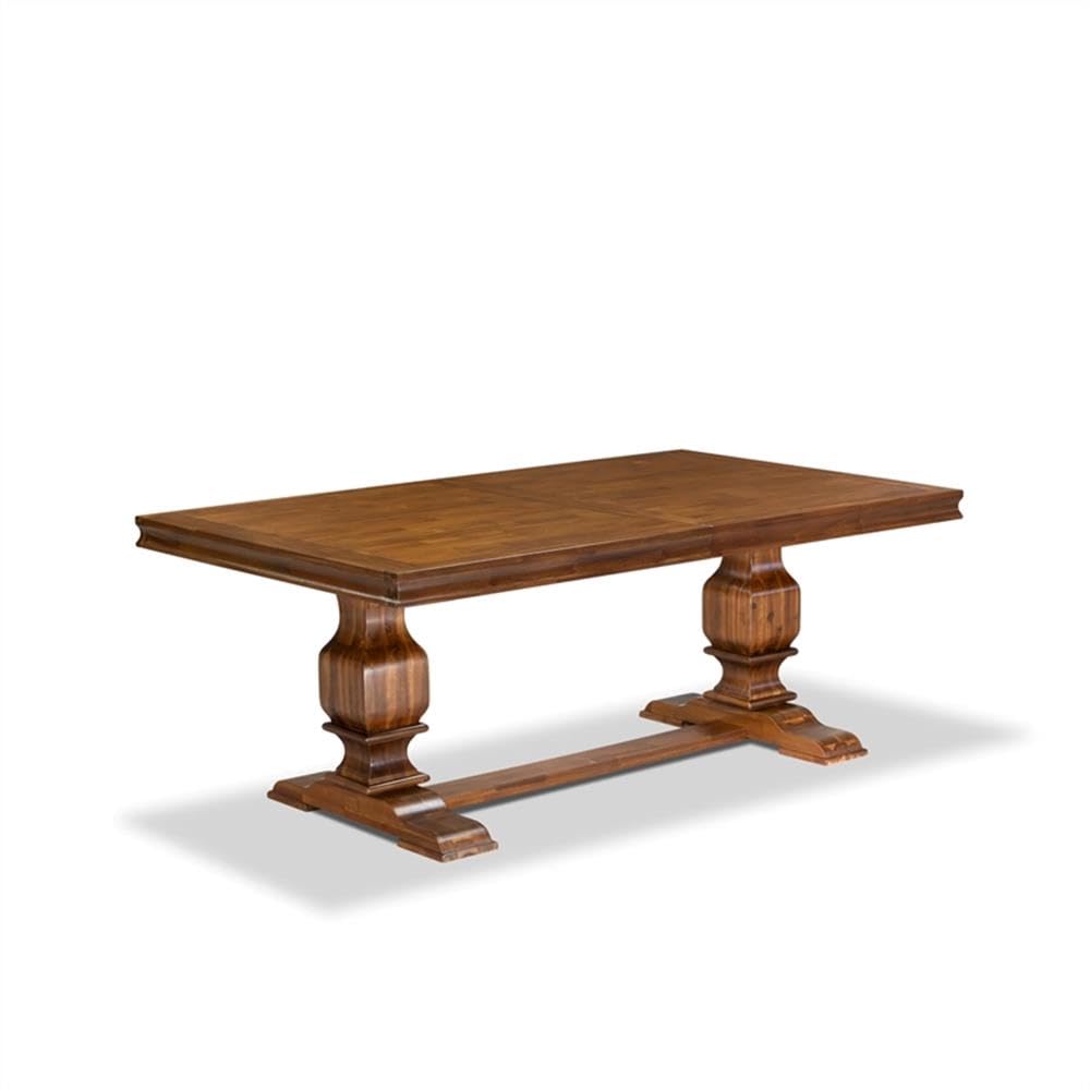 9-Piece Acacia Wood Dining Table Set with Faux Leather Chairs P613