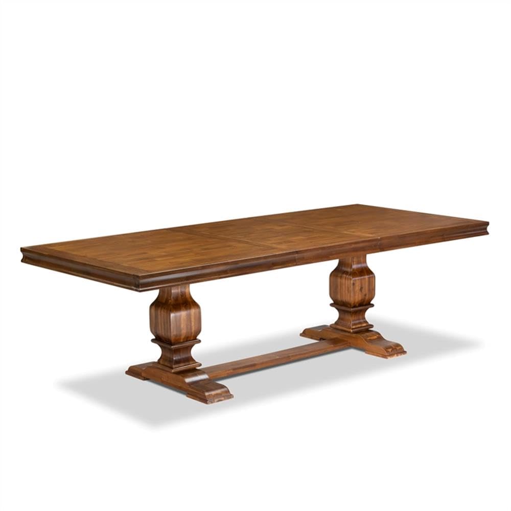 9-Piece Acacia Wood Dining Table Set with Faux Leather Chairs P613