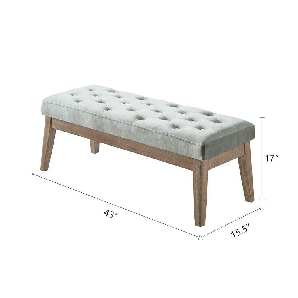 Velvet Upholstered Tufted Entryway Bench with Solid Wood Leg K739362