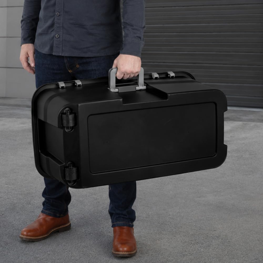 Rolling Storage Trunk with Wheels and Handle, 22 Gallon Black Bin A6703