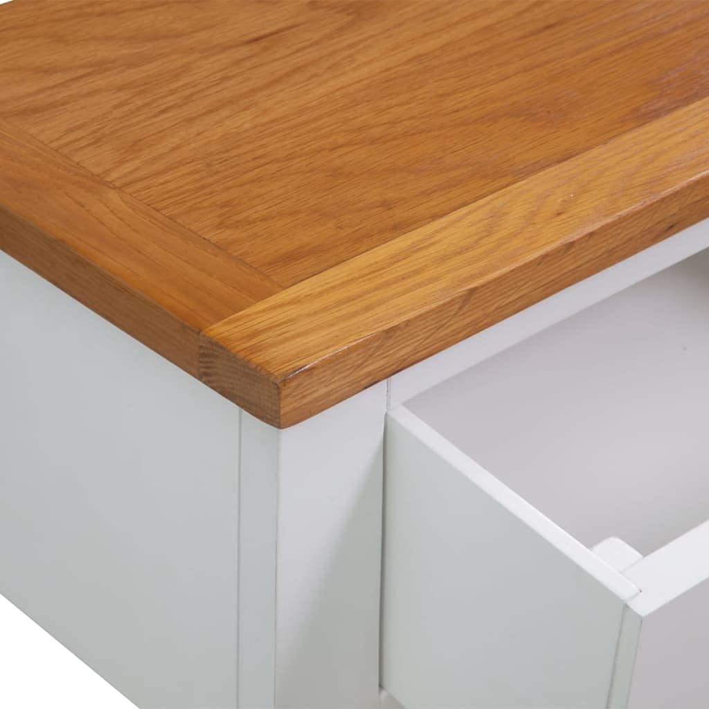 Solid Oak Wood Console Table with 2 Drawers and Shelf Z601392