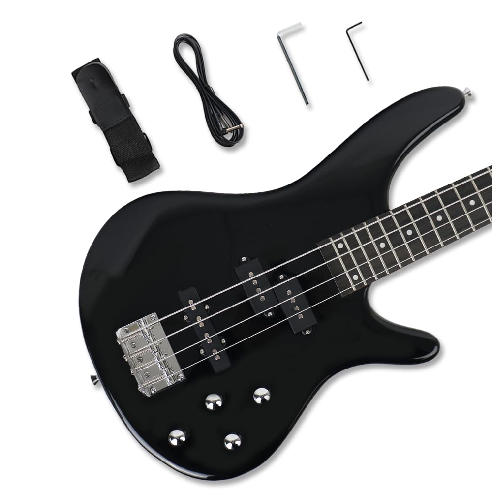 Black Full Size 24 Fret 4 String PJ Electric Bass Guitar V895422