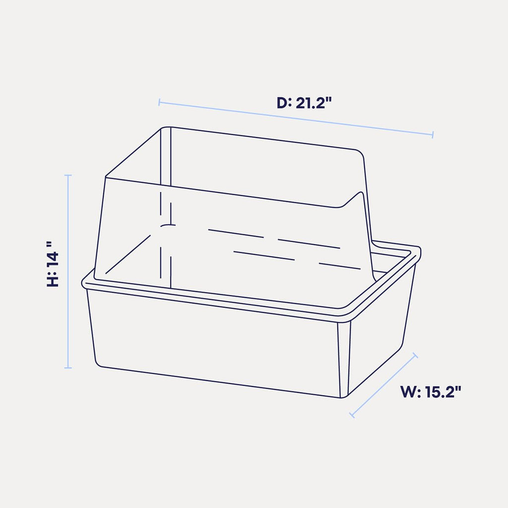 High Sided Cat Litter Box Open Top Anti-Stick Plastic White/Gray F244899
