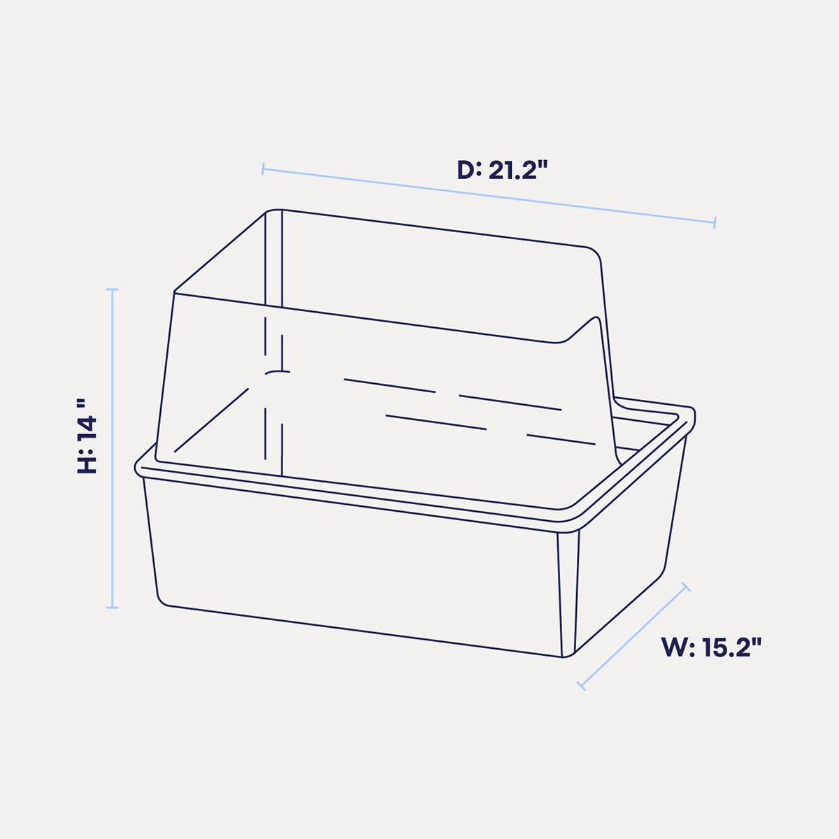 High Sided Cat Litter Box Open Top Anti-Stick Plastic White/Gray F244899