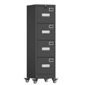 4 Drawer Metal File Cabinet with Lock, Black J831547
