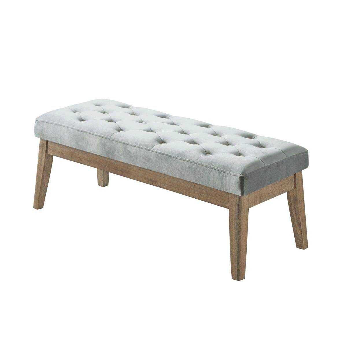 Velvet Upholstered Tufted Entryway Bench with Solid Wood Leg K739362
