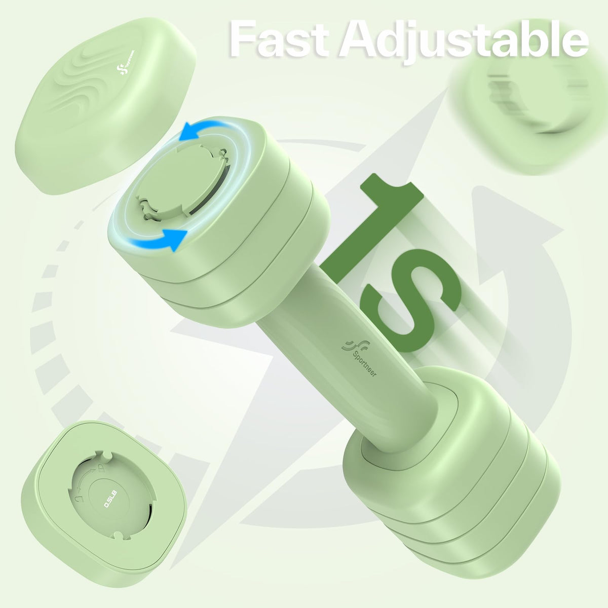 Adjustable Dumbbell Set of 2, 4 in 1 Free Weights with Soft Rubber Handle O349