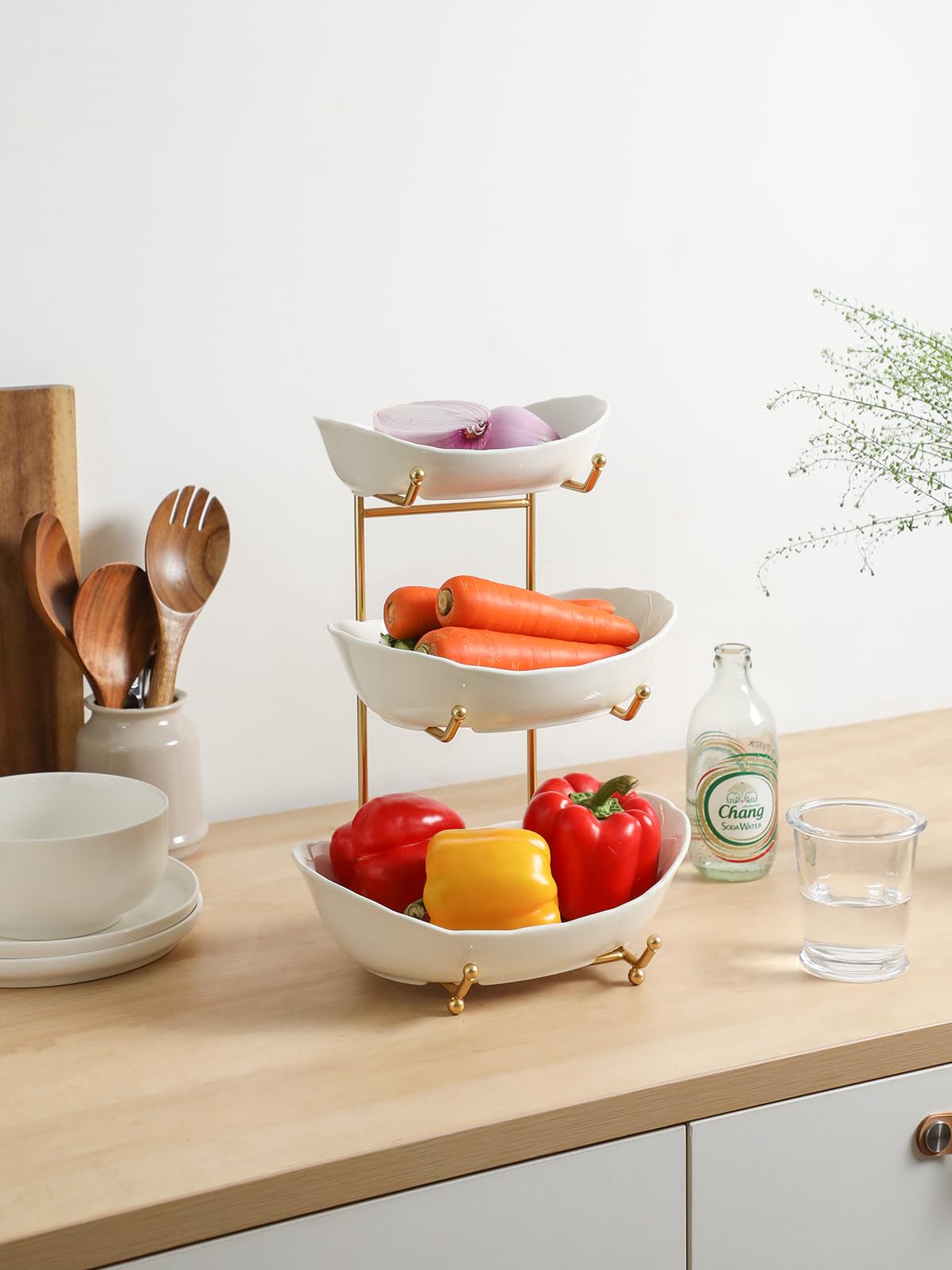 3 Tier White Ceramic Fruit Bowl R47579