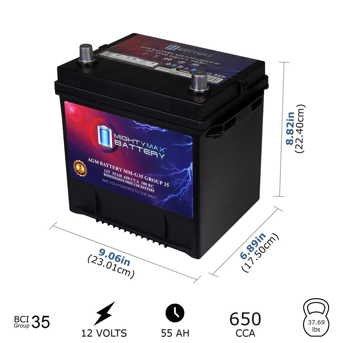 12V 55Ah AGM Replacement Battery Y310840