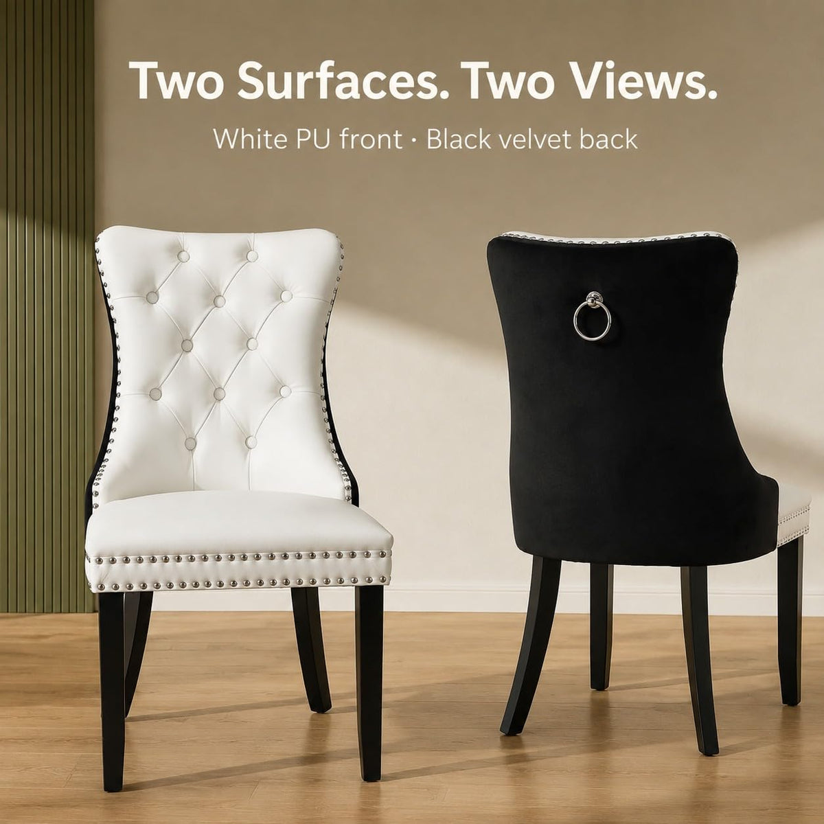 White Black PU Dining Chairs Set of 6 D427113