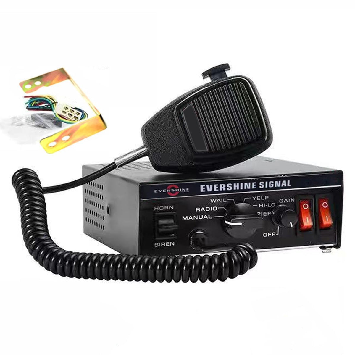 12V 100W Siren PA System Kit with Amplifier Speaker Microphone 7 Tones G889980