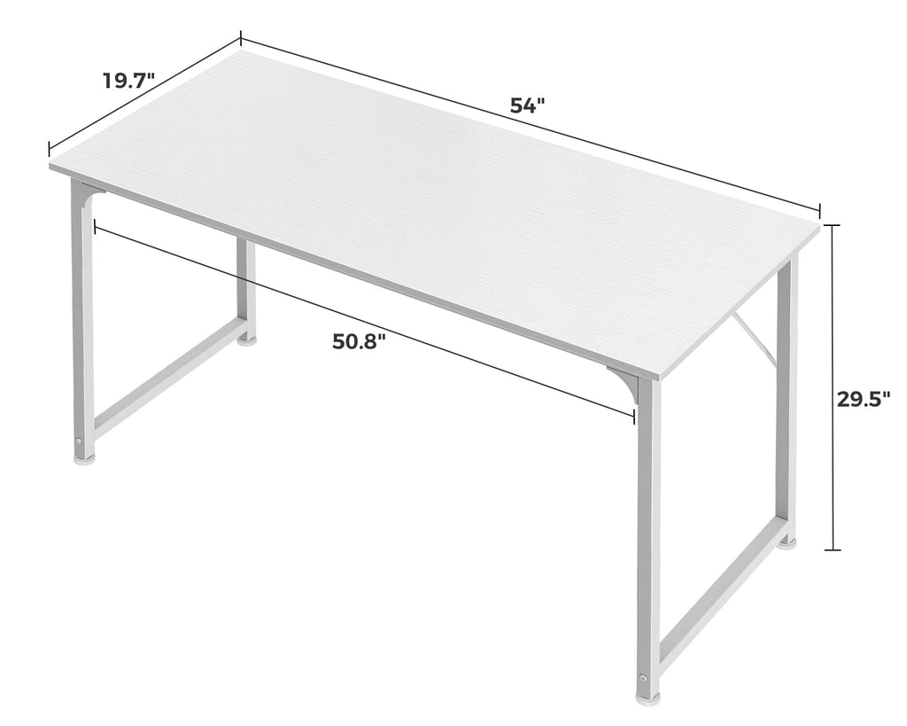 55 Inch White Computer Desk with Metal Frame S552646
