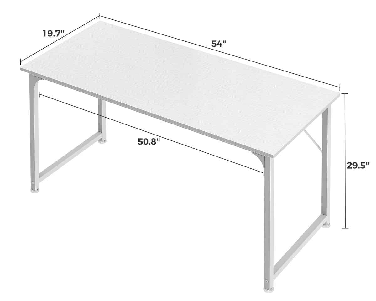 55 Inch White Computer Desk with Metal Frame S552646
