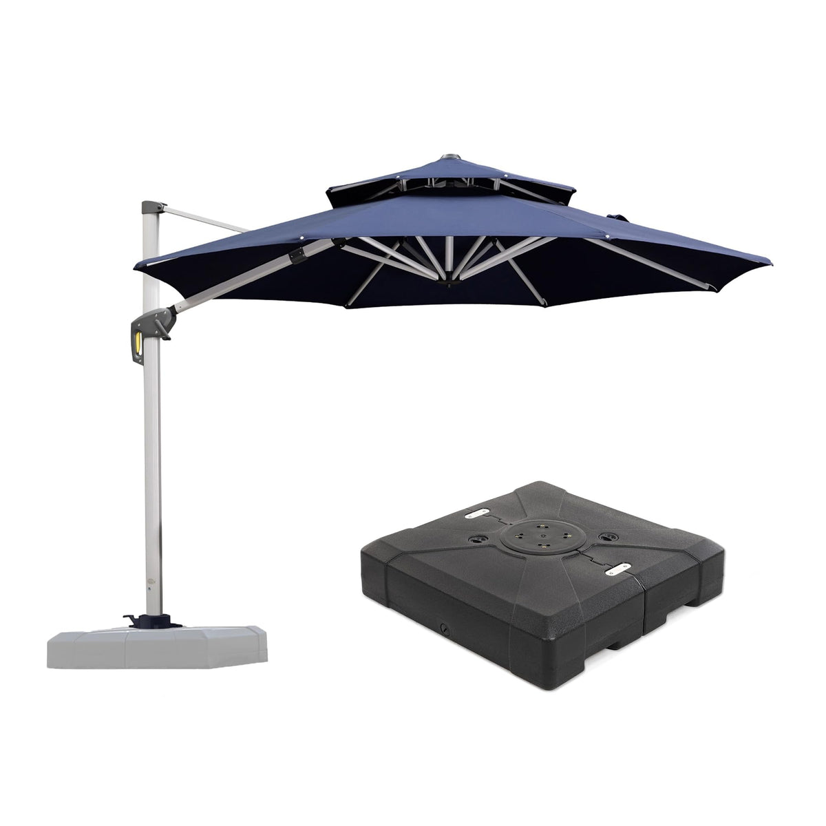 Navy Blue 10 FT Cantilever Patio Umbrella with Base T492