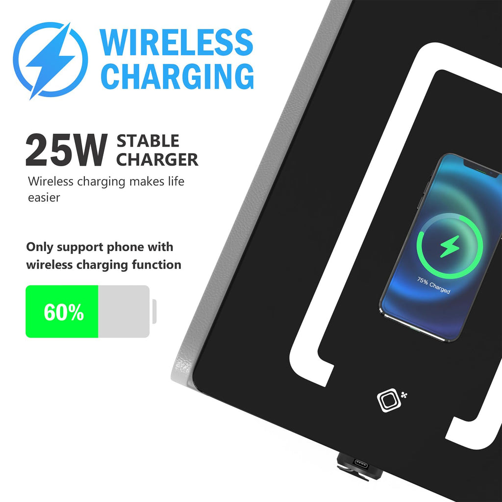 Wireless Charging Nightstand with 2 Drawers X8650