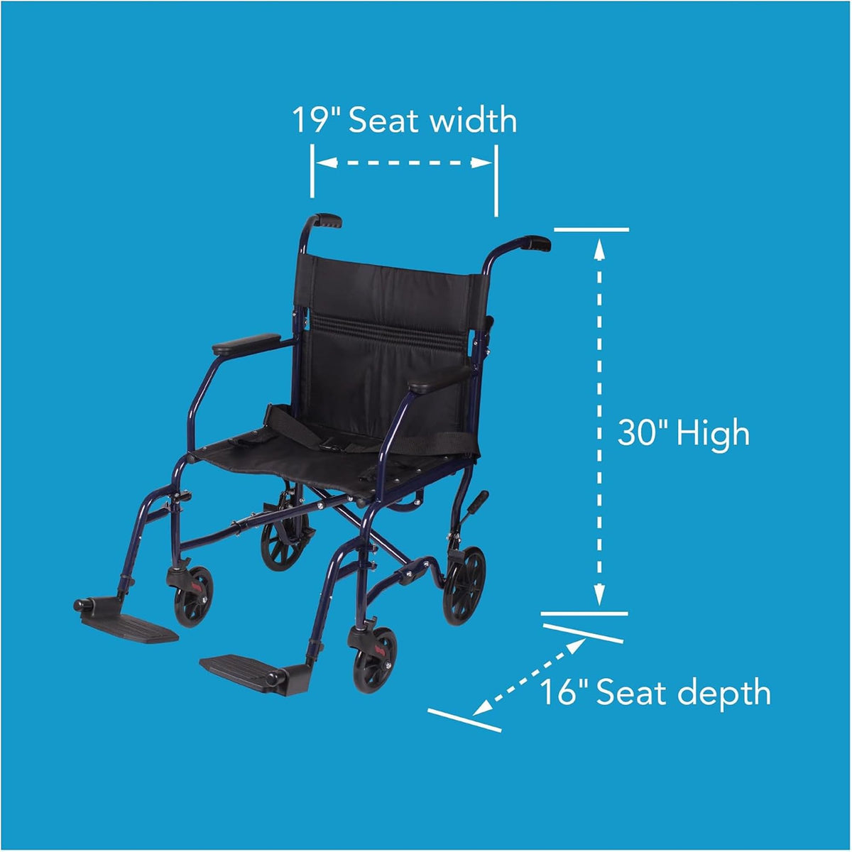 Folding Transport Wheelchair with 19 inch Seat L678648