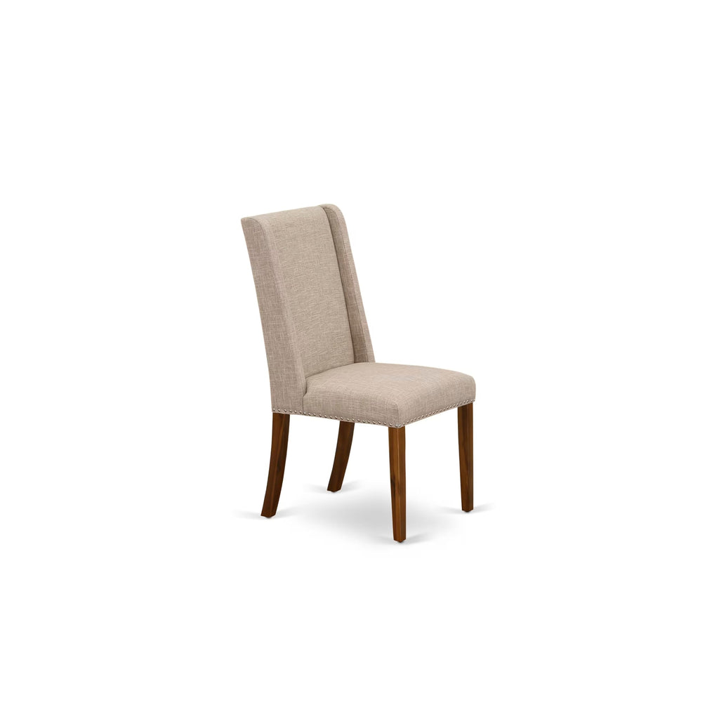 5-piece Wooden Dining Room Set with 4 Light Tan Linen Chairs T8532