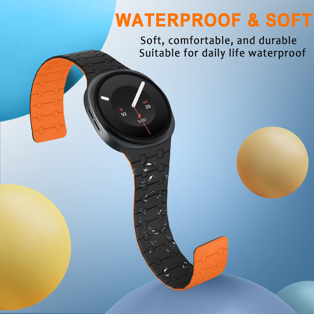 Black Orange Silicone Magnetic Band R574
