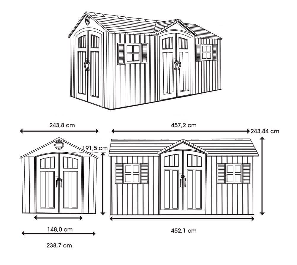 15 ft x 8 ft Gray Resin Outdoor Storage Shed E360