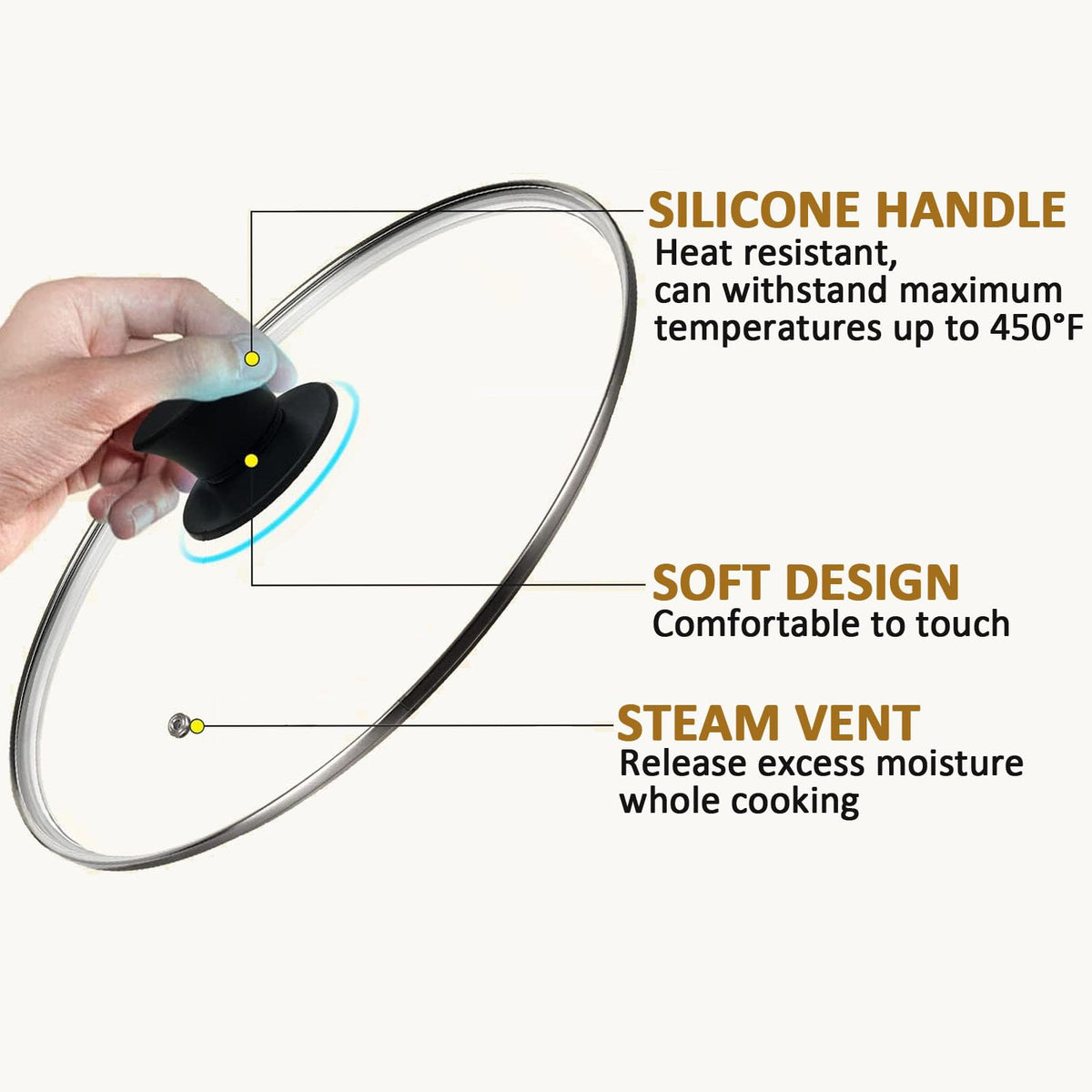 Tempered Glass Lid with Heat Resistant Handle 10.25 In Y98044