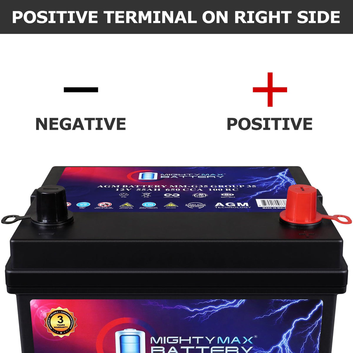 12V 55Ah AGM Replacement Battery Y310840