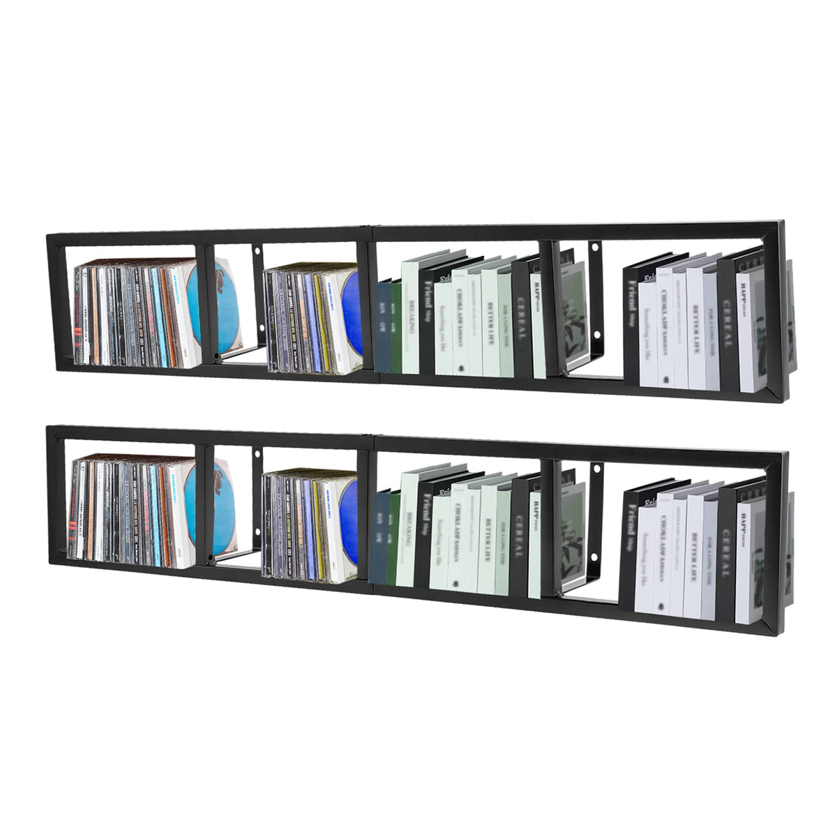 34 Inch Black Metal Media Storage Rack Z663