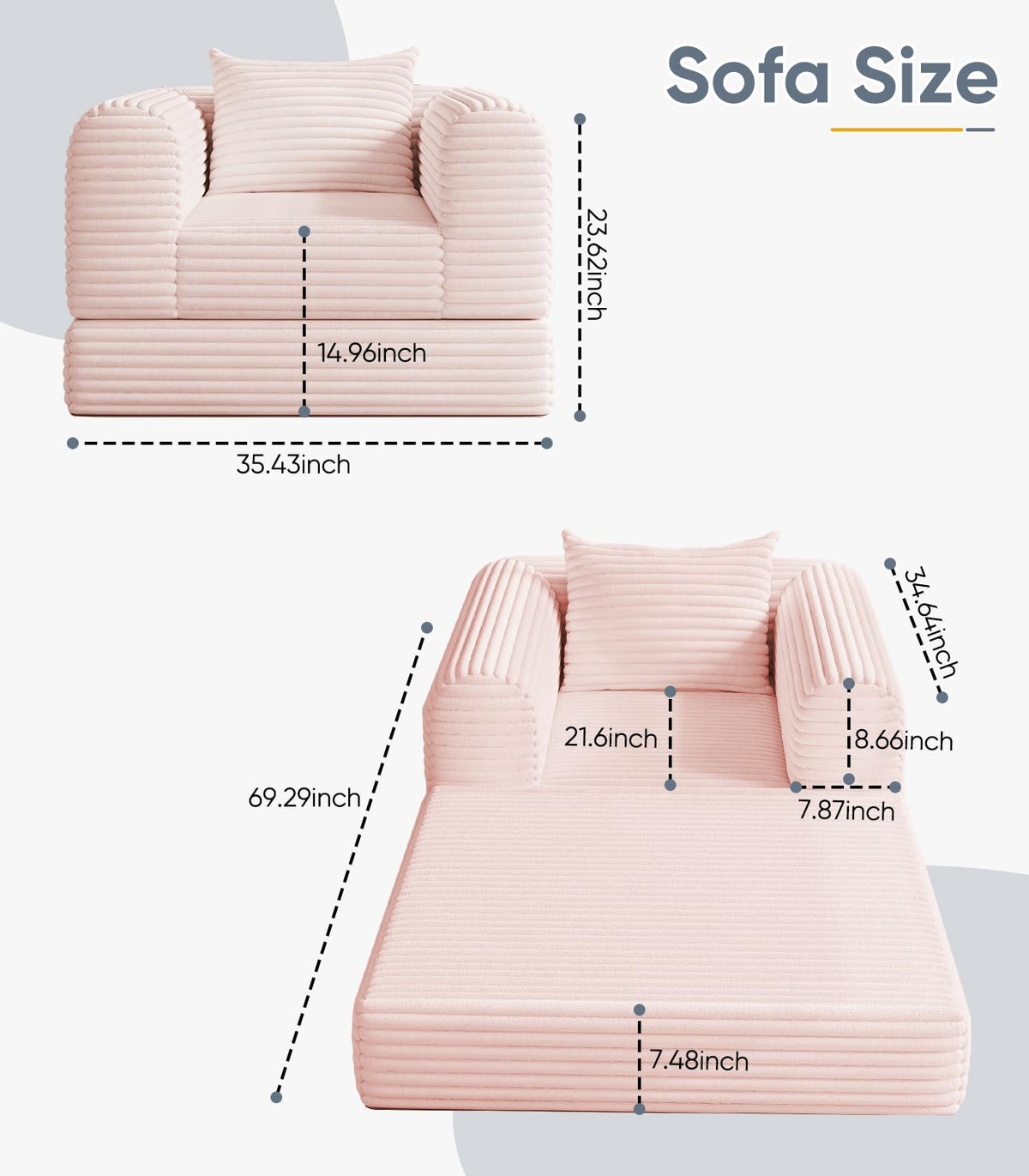 2 in 1 Convertible Sleeper Chair Folding Sofa Bed C492671