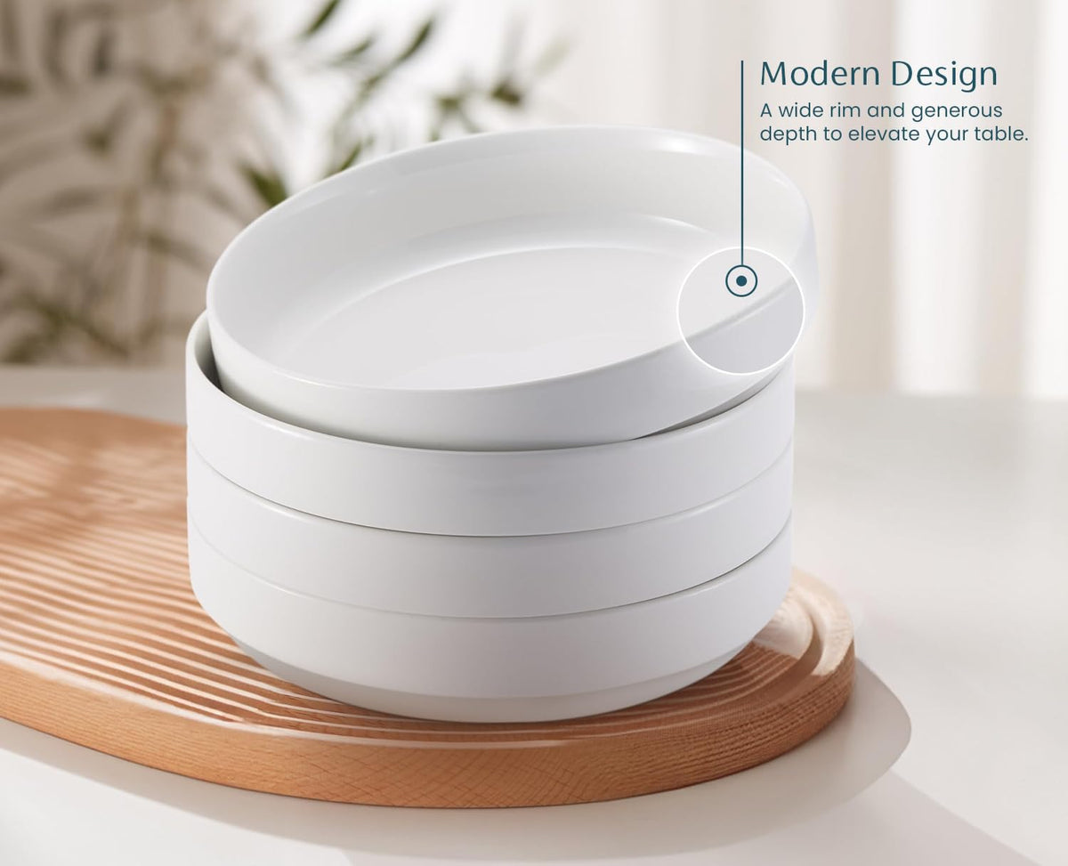 Ceramic Pasta Bowls Set of 4 White P353735