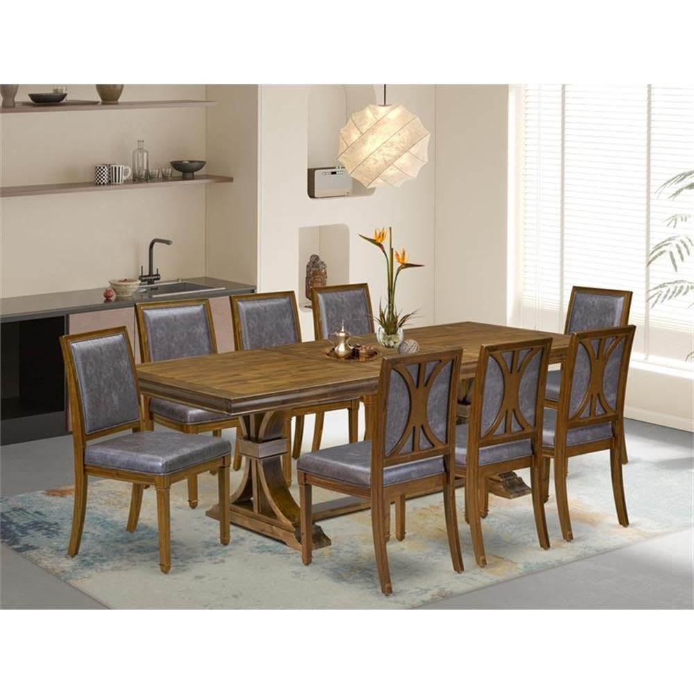 9-Piece Acacia Wood Dining Table Set with 8 Chairs M476529