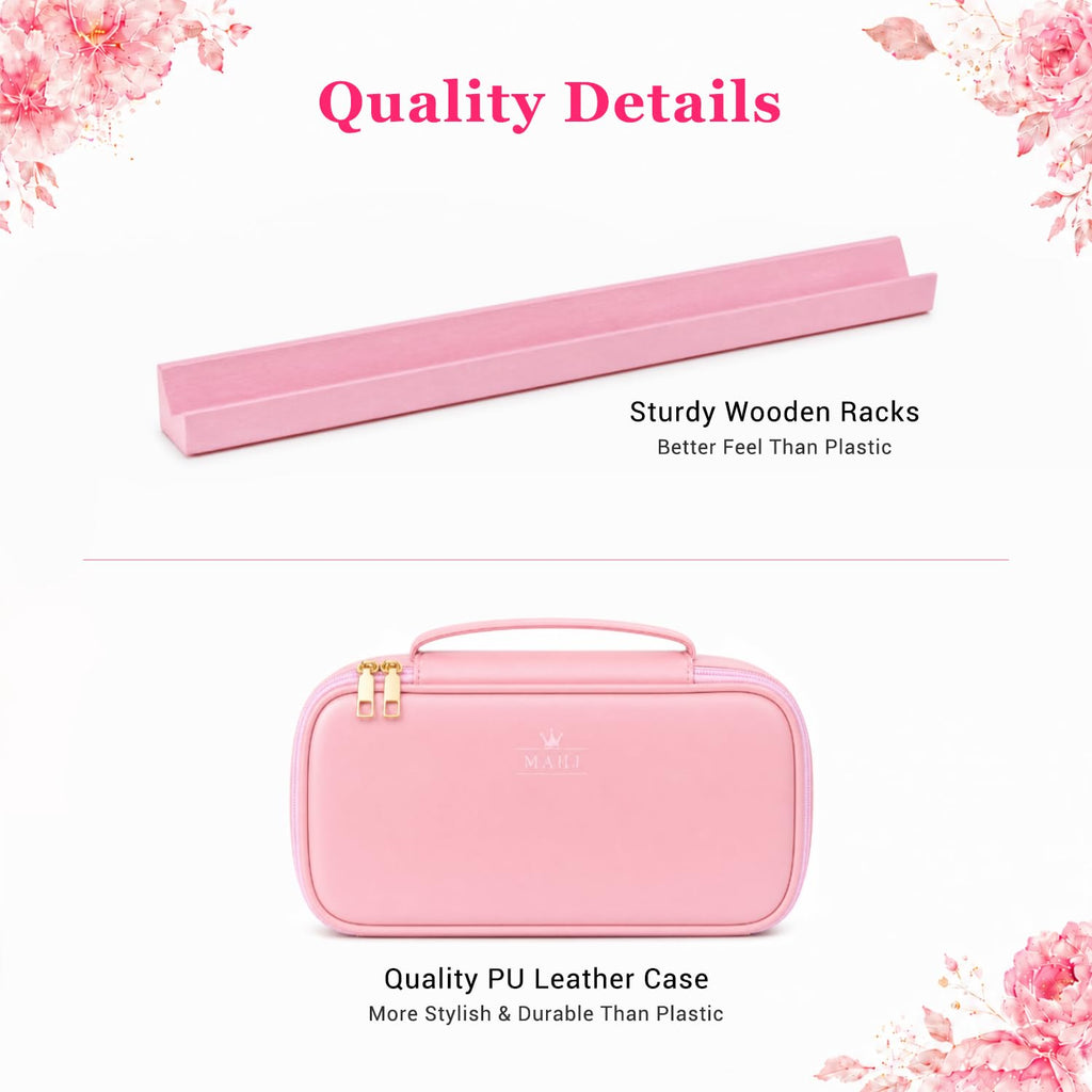 Pink Mini Travel Mahjong Tile Set with Racks and Bag G5669