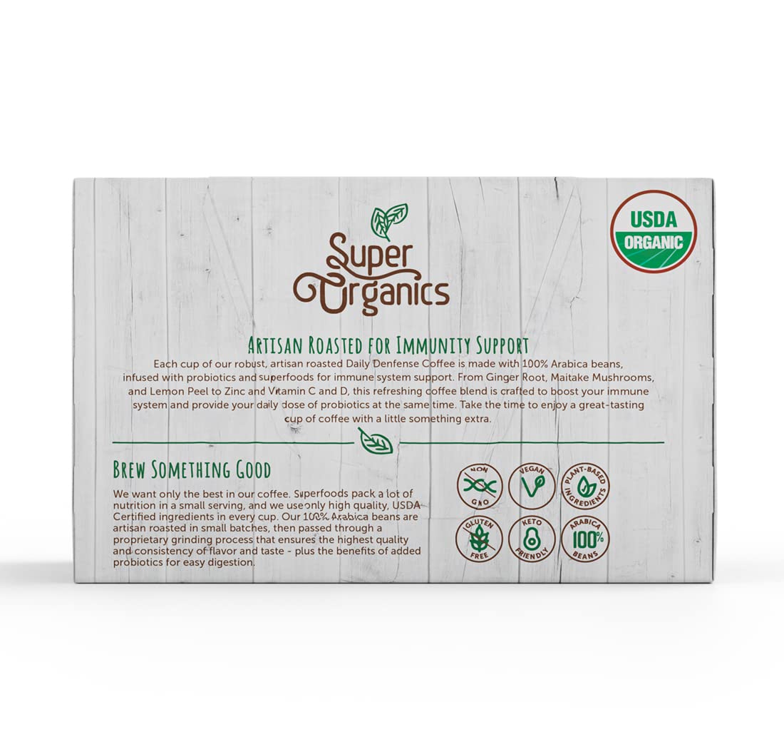 Organic Dark Roast Coffee K Cups with Superfoods and Probiotics, 10ct Single Serve Cups X636561