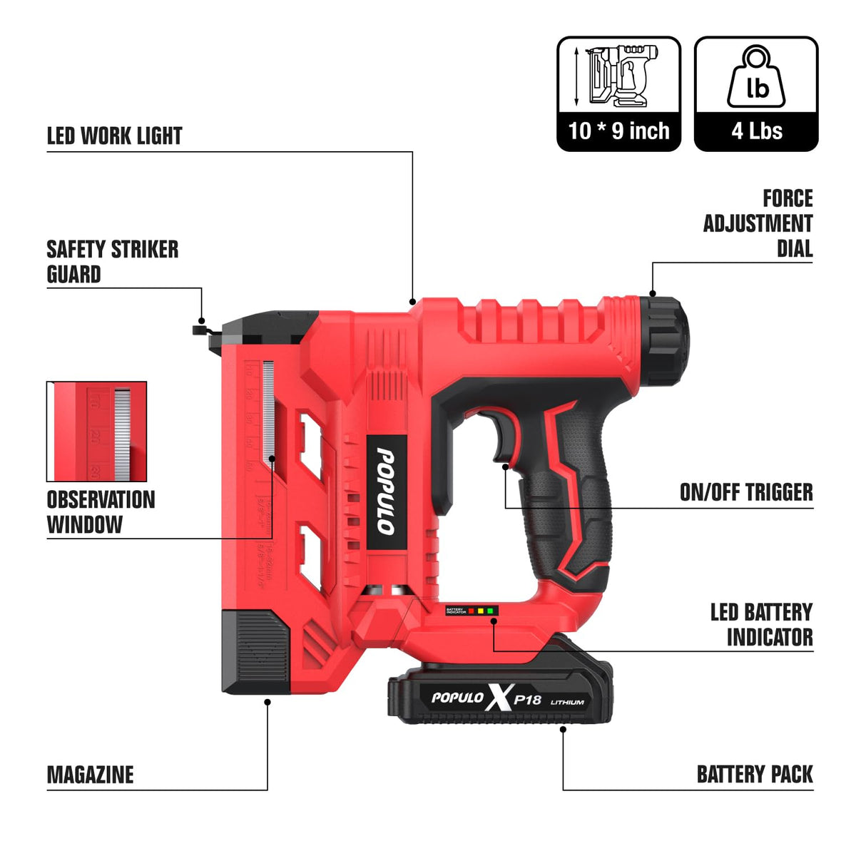 18 Gauge 2 In 1 Cordless Brad Nailer Stapler I1983