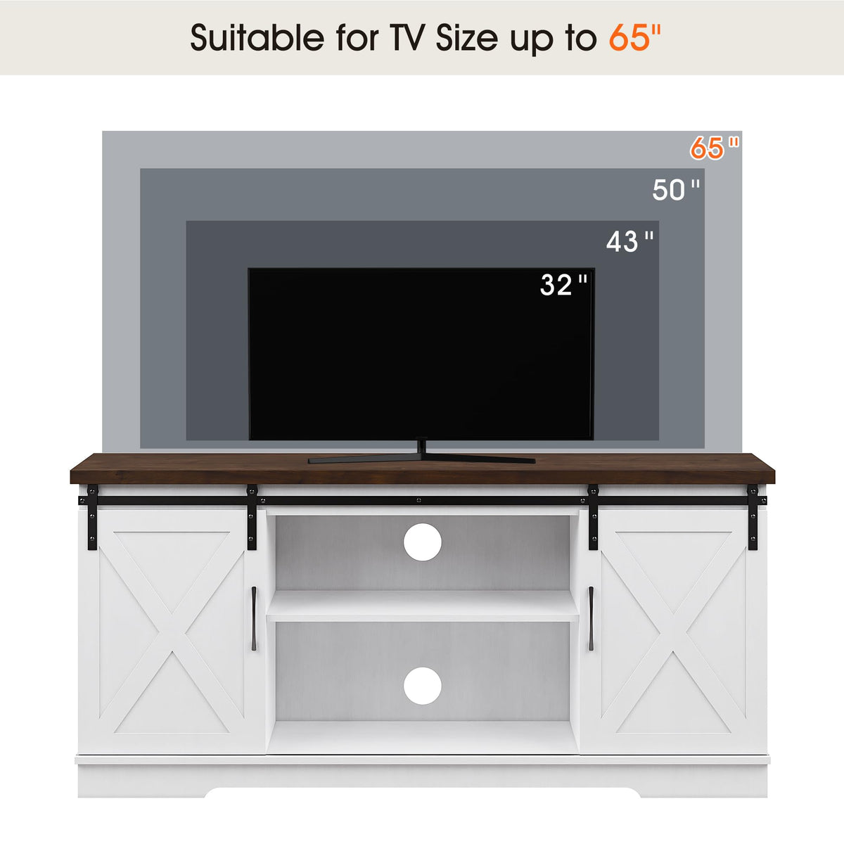 Farmhouse TV Stand Entertainment Center for 65 Inch TV A60599