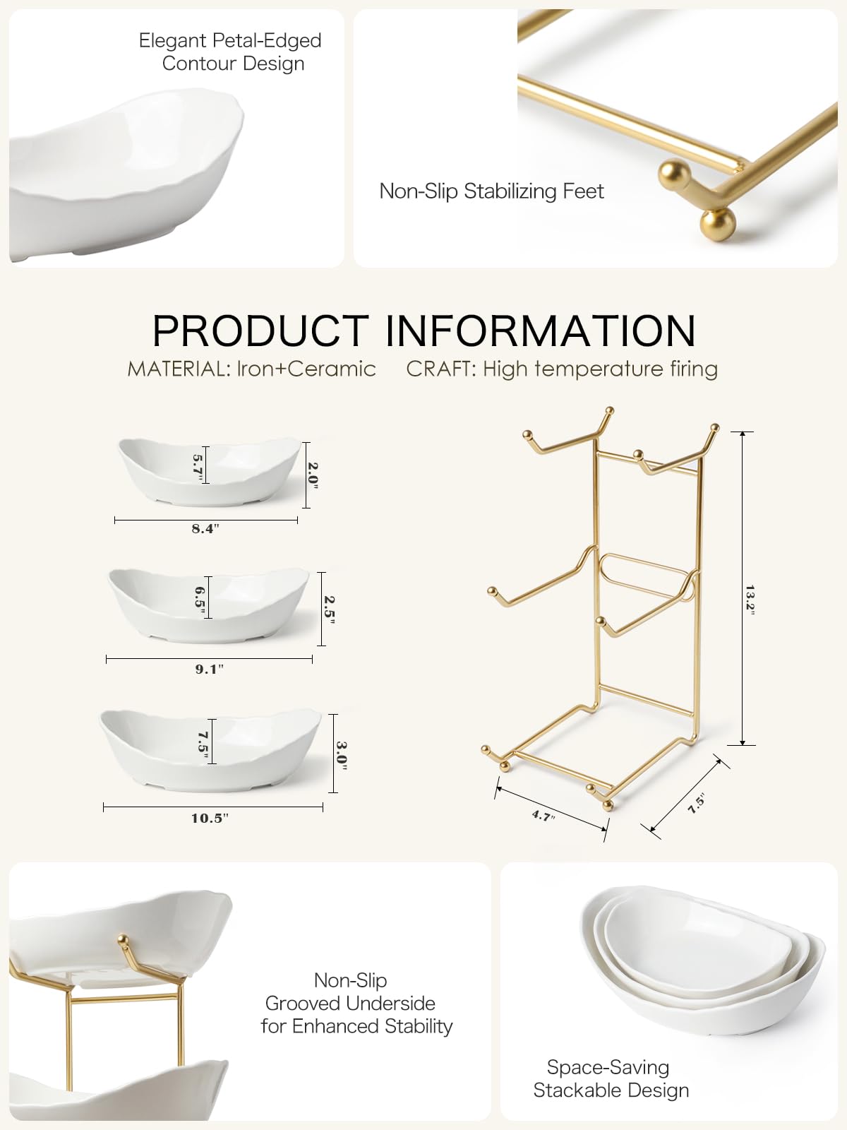 3 Tier White Ceramic Fruit Bowl R47579