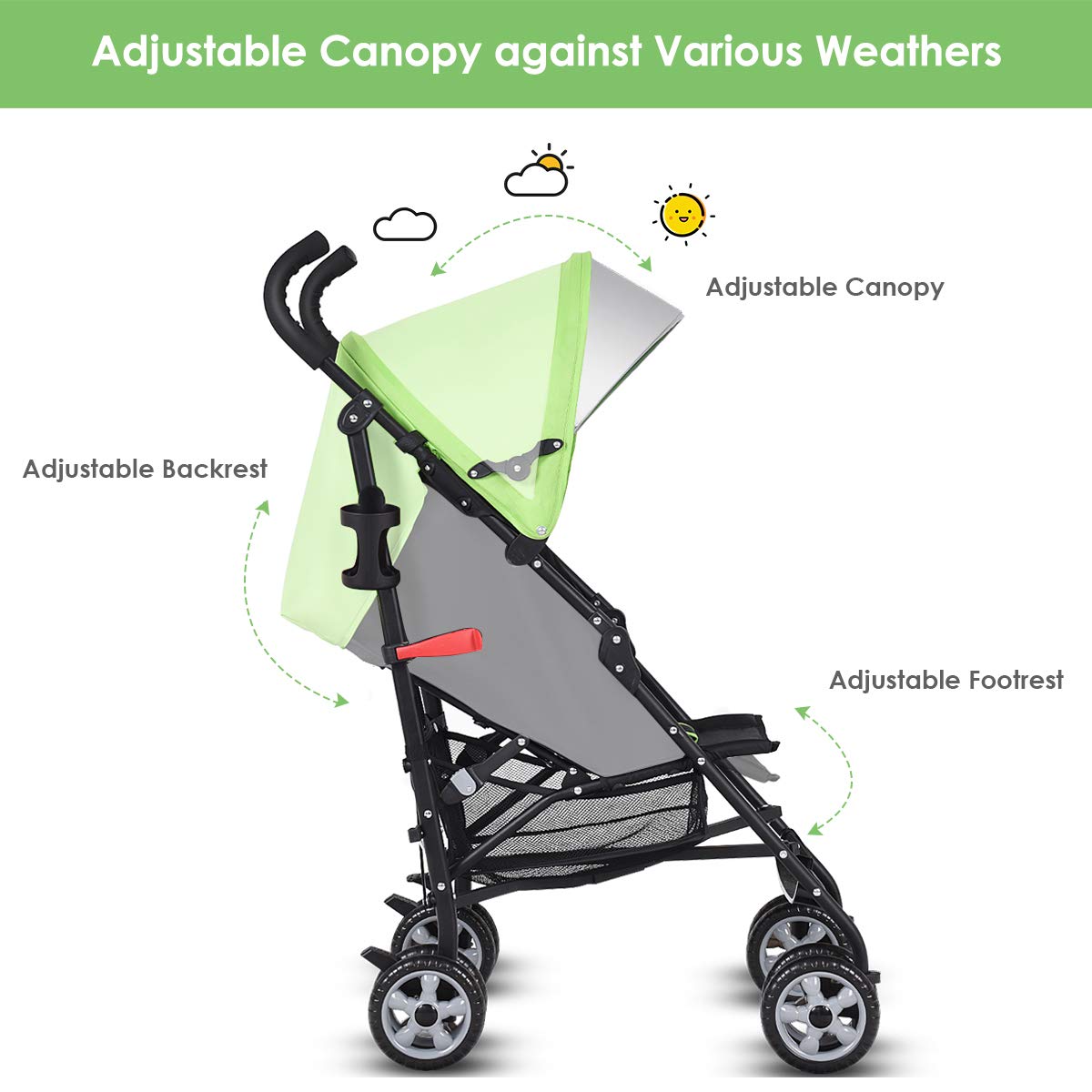 Lightweight Compact Travel Stroller Green Z831510