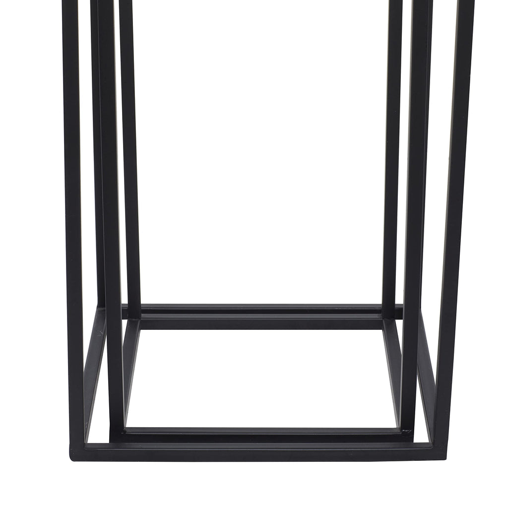 Black Metal End Table with Brown Wood Tops, Set of 2 W632621