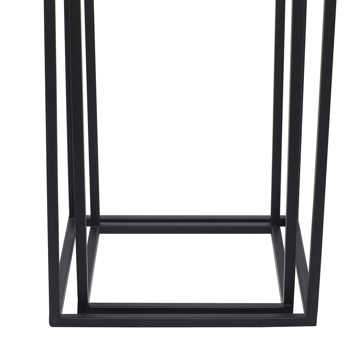 Black Metal End Table with Brown Wood Tops, Set of 2 W632621