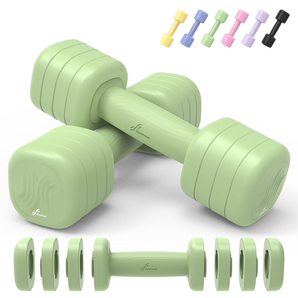 Adjustable Dumbbell Set of 2, 4 in 1 Free Weights with Soft Rubber Handle O349