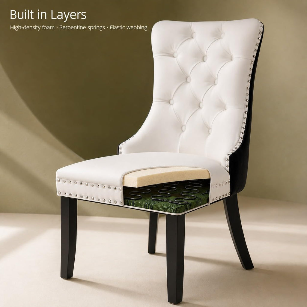 White Black PU Dining Chairs Set of 6 D427113