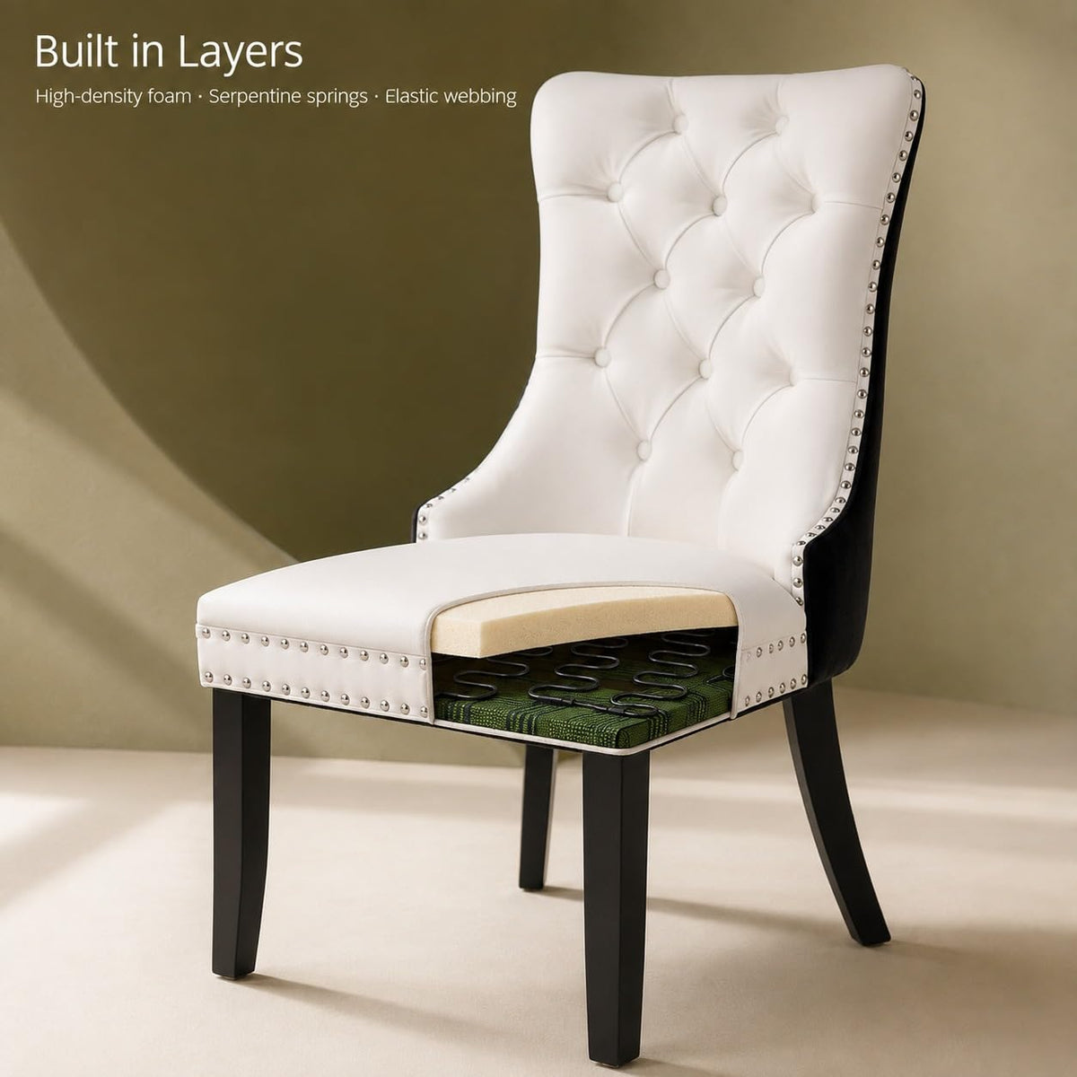 White Black PU Dining Chairs Set of 6 D427113