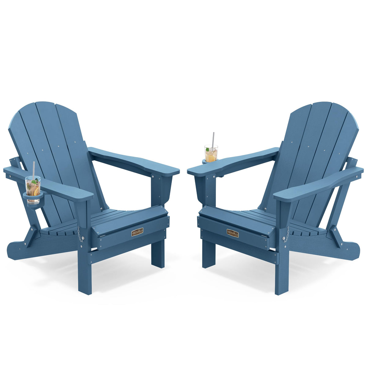 Folding Adirondack Chair Set of 2 with Cup Holder L251908