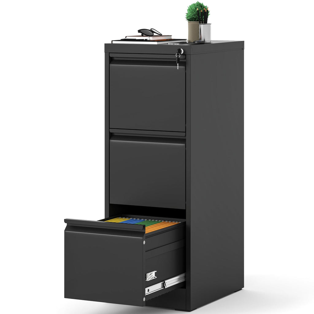 3 Drawer Black Metal File Cabinet with Lock G18193