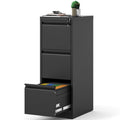 3 Drawer Black Metal File Cabinet with Lock G18193