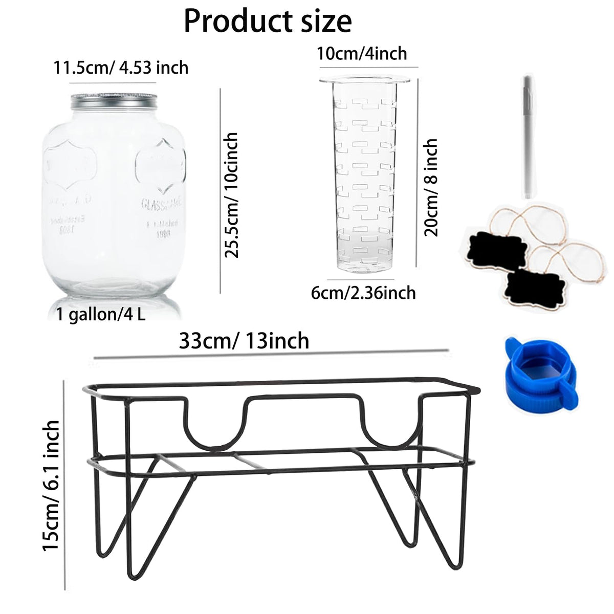 1 Gallon Glass Drink Dispenser with Stand 2 Pack F70466